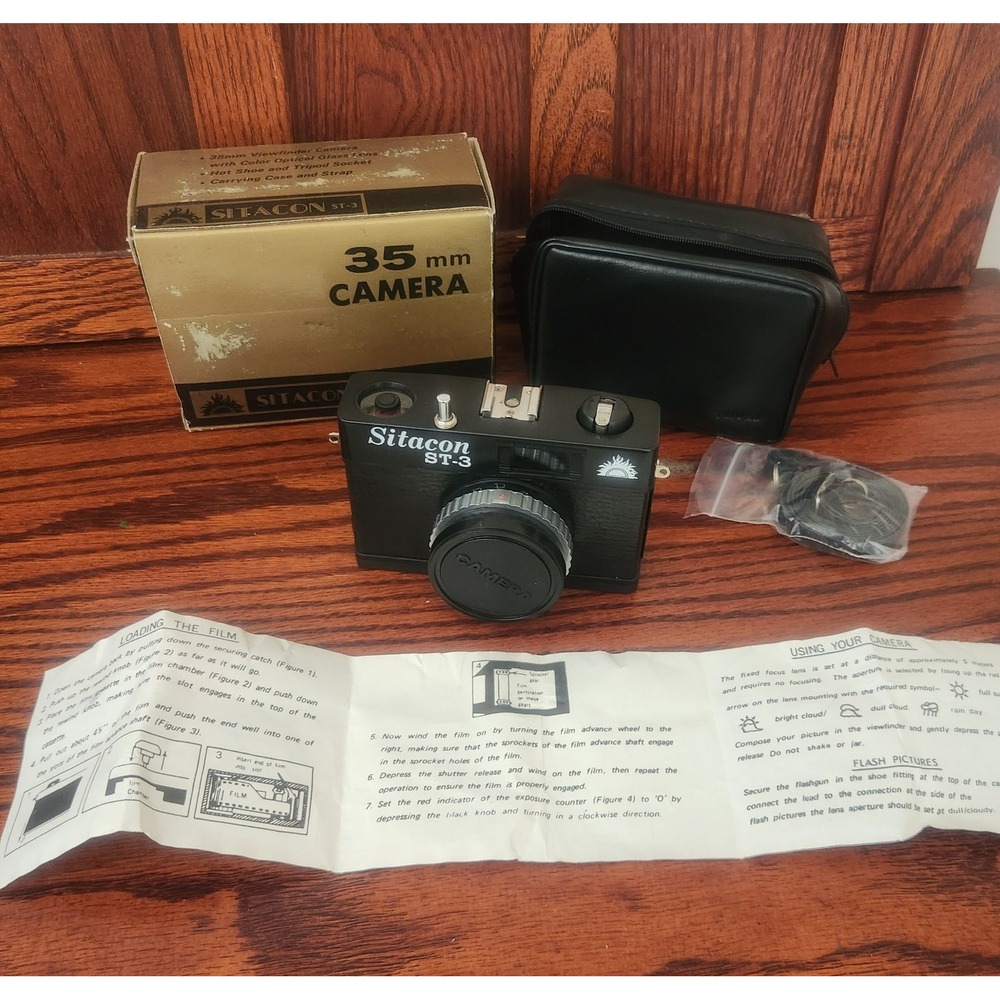 Old School 35MM Camera Sitacon ST-3 Untested‎ Original Box Case Strap